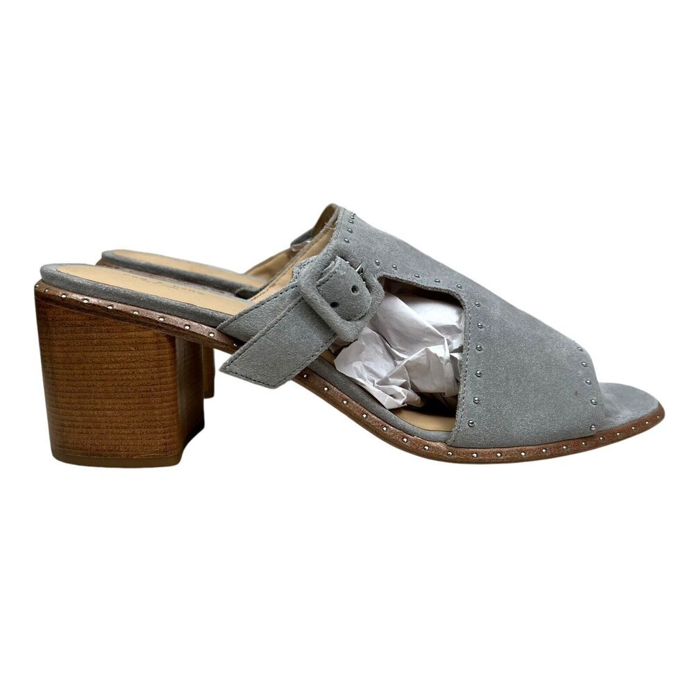 Rag & Bone Womens Mule Sandals Suede Metal Studded Trim‎ Block Heel Gray EUR40
